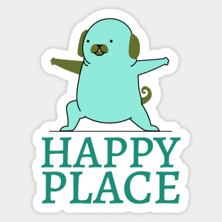 Happy place yoga funny dog Sticker